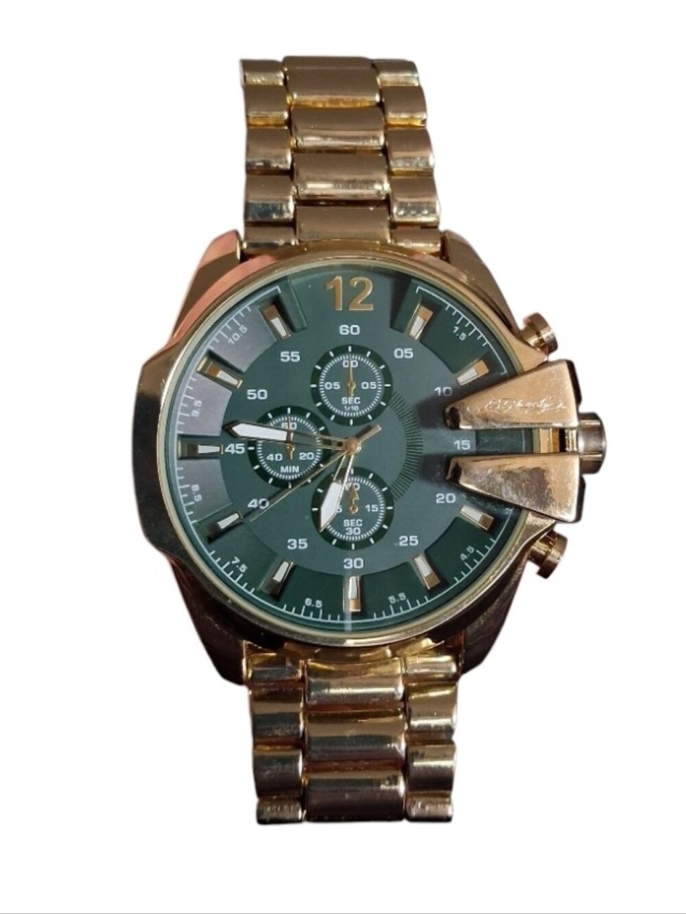 Ed Hardy Men's Gold Tone Chronograph Watch - Forest Green Dial - Bold Designer